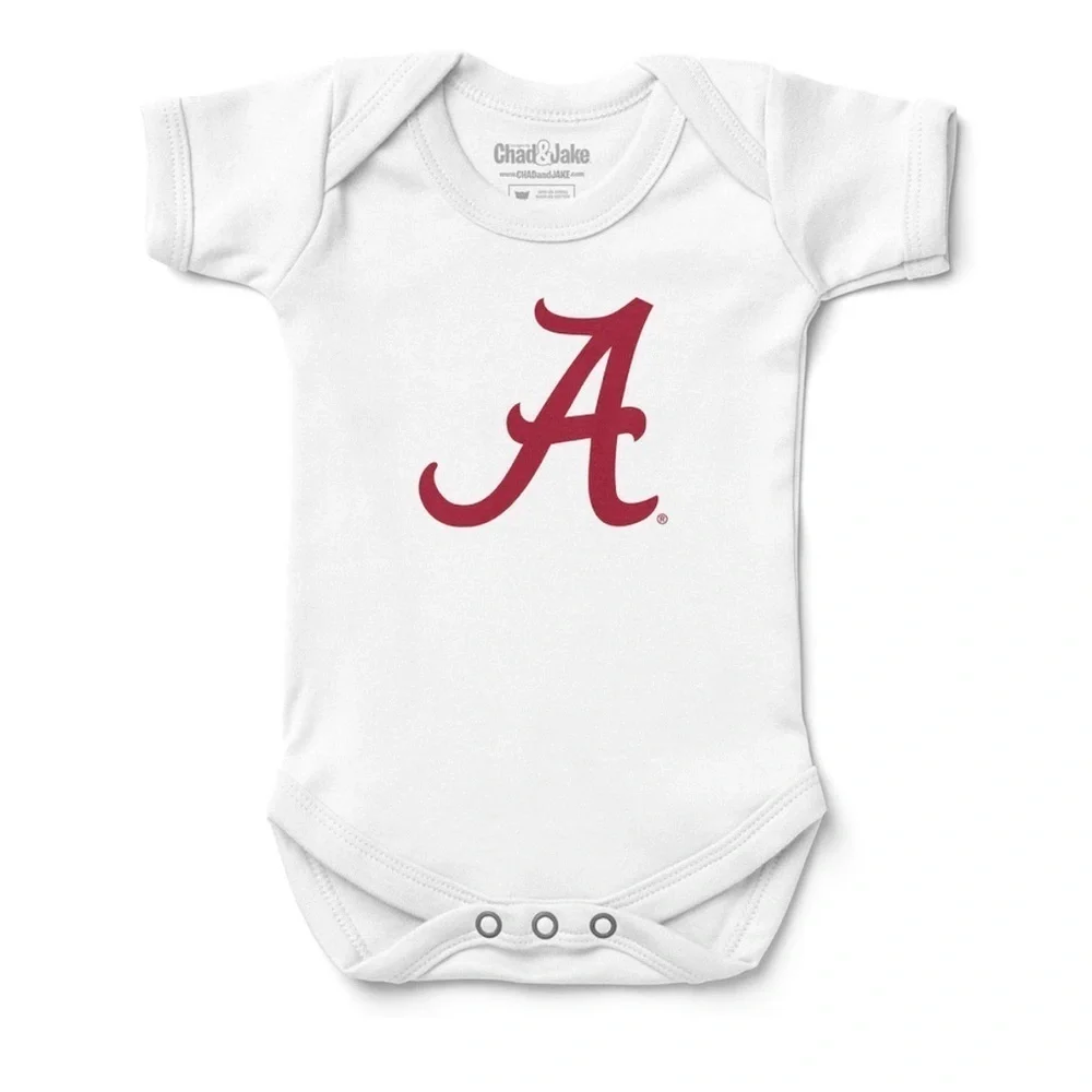 NWT Chad & Jake 100% Cotton White Alabama Crimson Tide Bodysuit size 6-12m